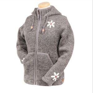 Wool sweater coat with flower detail landerymat from Sundance